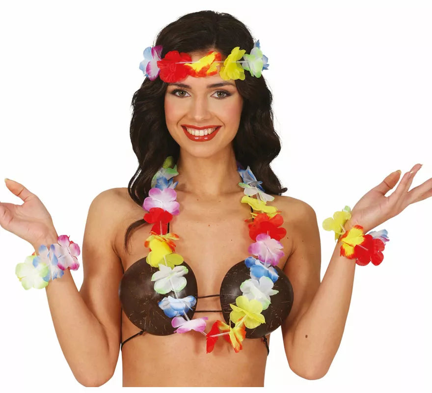 Translation missing: de.Kit de Hawaiana multicolor: Collar, tocado y pulseras