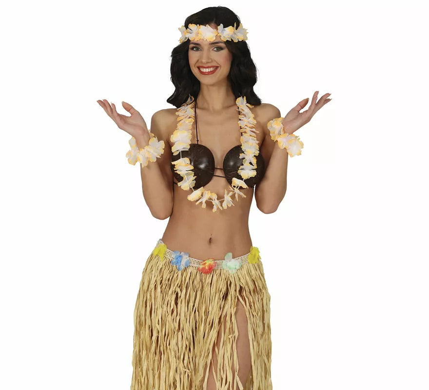 Translation missing: de.Kit de Hawaiana naranja: Collar, tocado y pulseras