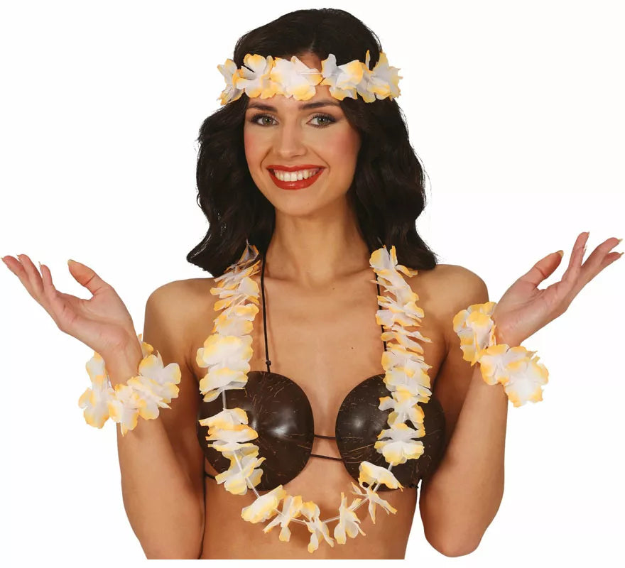 Translation missing: de.Kit de Hawaiana naranja: Collar, tocado y pulseras