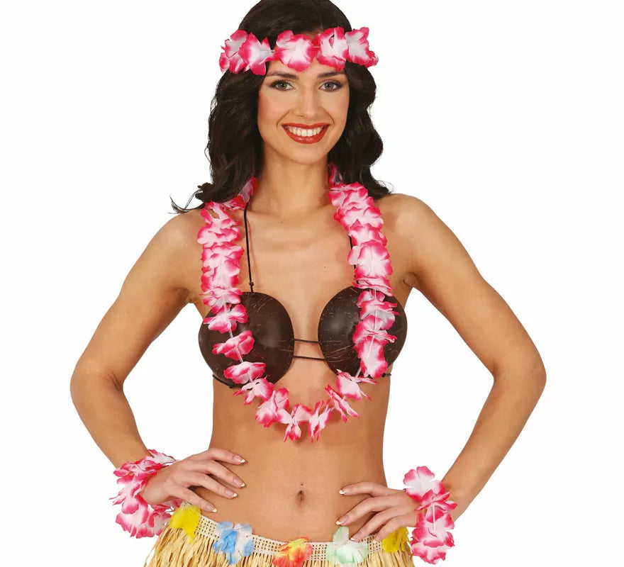 Translation missing: de.Kit de Hawaiana rojo: Collar, tocado y pulseras