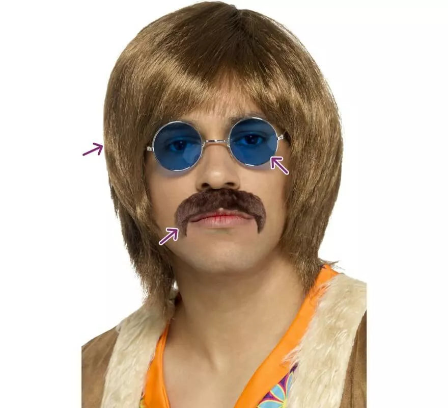 Translation missing: de.Kit de Hippie años 60: Peluca, Bigote y Gafas