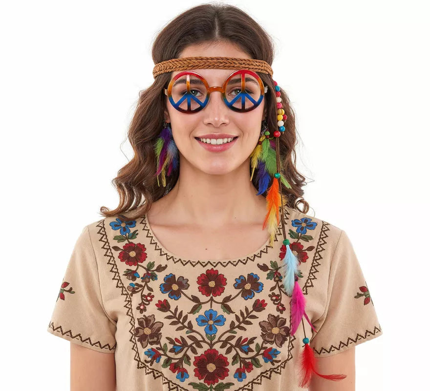 Translation missing: de.Kit de Hippie: Gafas, Pendientes y Cinta con Plumas