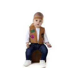 Braunes Hippie-Kit für Babys: Weste und Stirnband