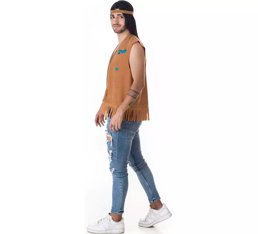 Translation missing: de.Kit de Hippie marrón para hombre: Chaleco y Cinta para la cabeza