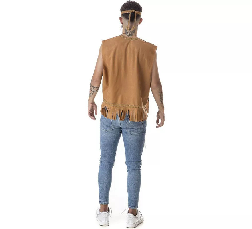Translation missing: de.Kit de Hippie marrón para hombre: Chaleco y Cinta para la cabeza