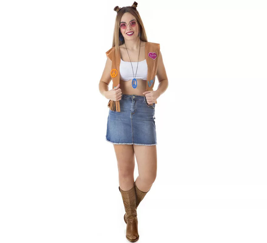 Translation missing: de.Kit de Hippie marrón para mujer: Chaleco y Cinta para la cabeza