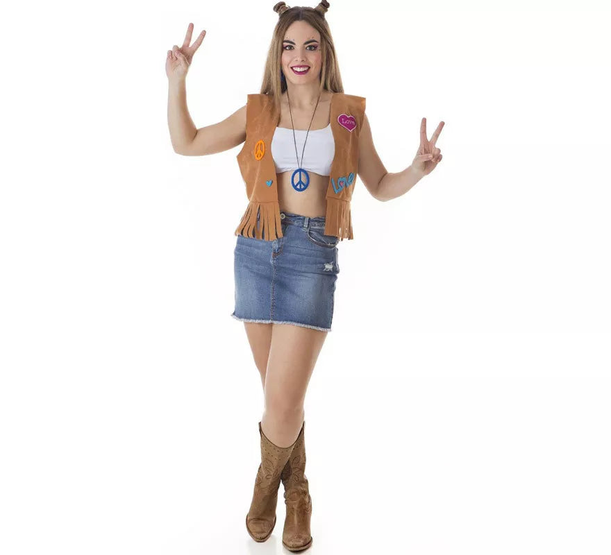 Translation missing: de.Kit de Hippie marrón para mujer: Chaleco y Cinta para la cabeza