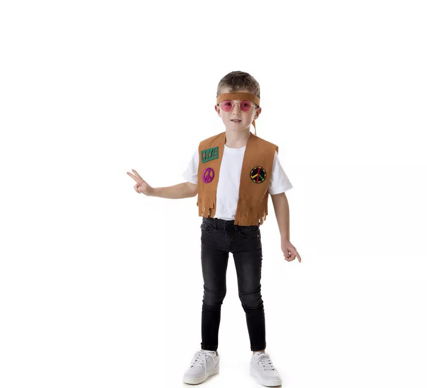 Translation missing: de.Kit de Hippie marrón para niño: Chaleco y Cinta para la cabeza