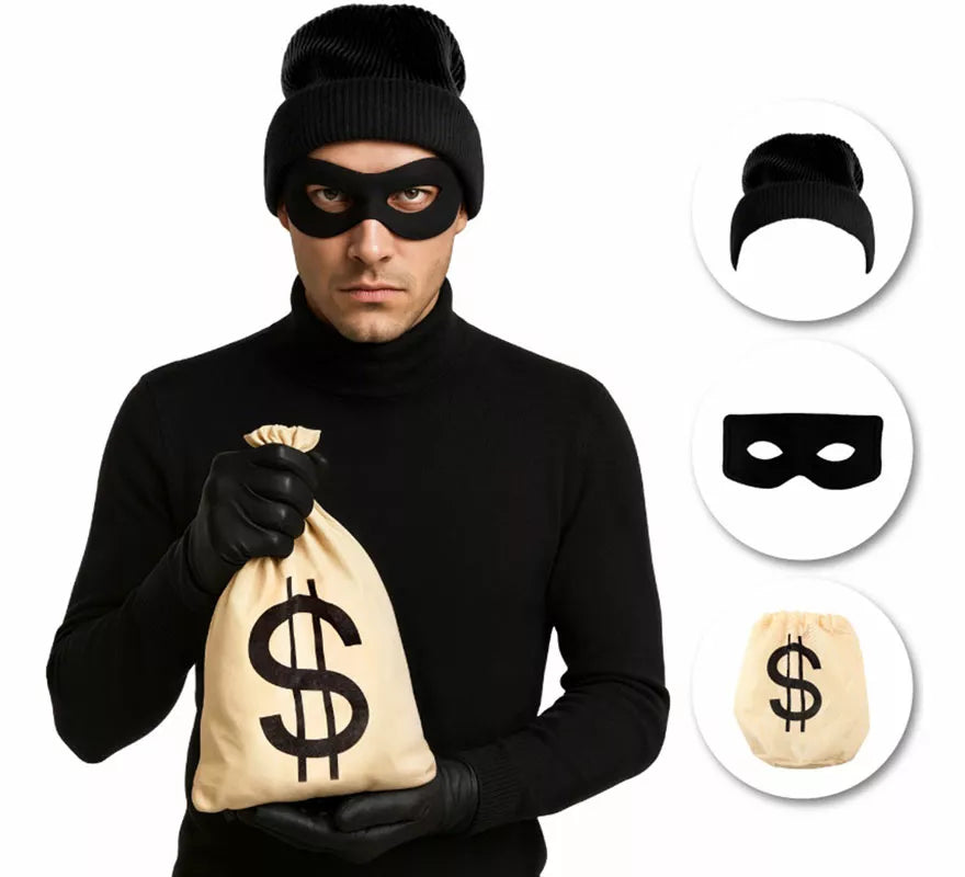 Translation missing: de.Kit de Ladrón: Gorro, Antifaz y Bolsa