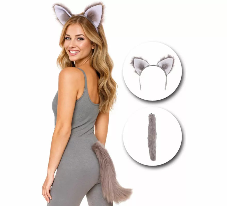 Kit de Lobo para mujer: Diadema y Cola