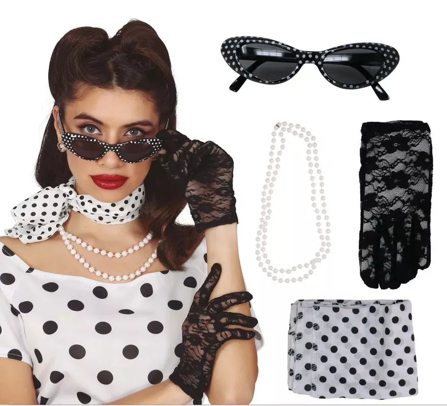 Translation missing: de.Kit de los Años 50: Cinta, Gafas, Collar y Guantes