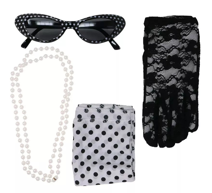 Translation missing: de.Kit de los Años 50: Cinta, Gafas, Collar y Guantes