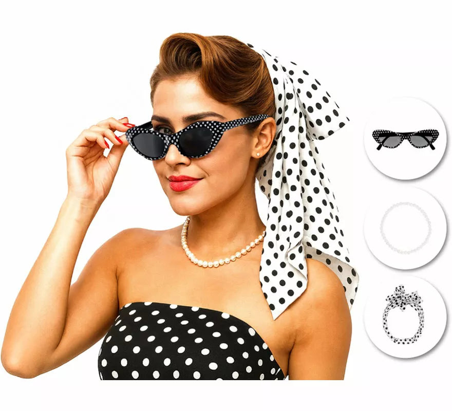 Translation missing: de.Kit de los Años 50: Gafas, Collar y Pañuelo