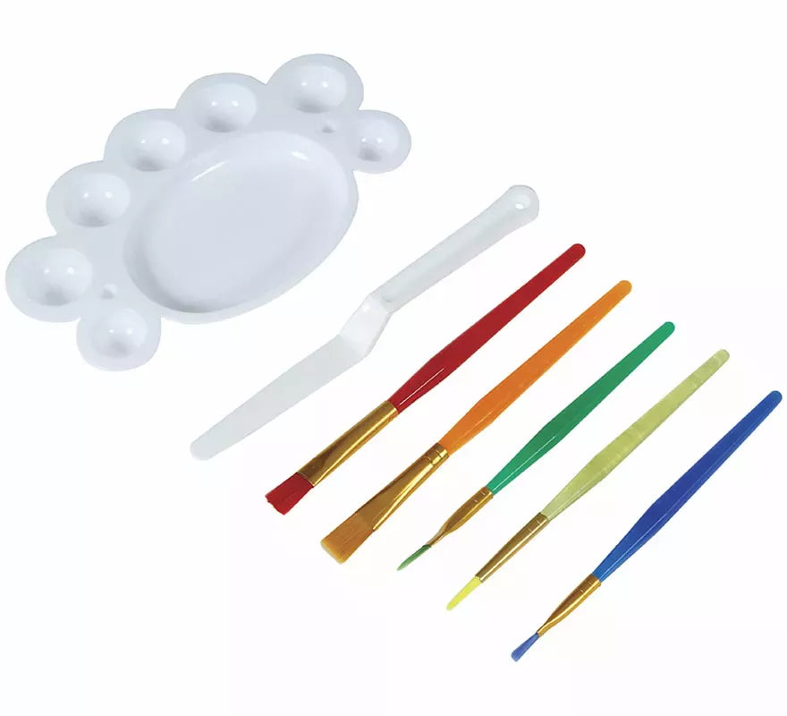 Kit de Maquillaje: 5 Pinceles, paleta y espátula
