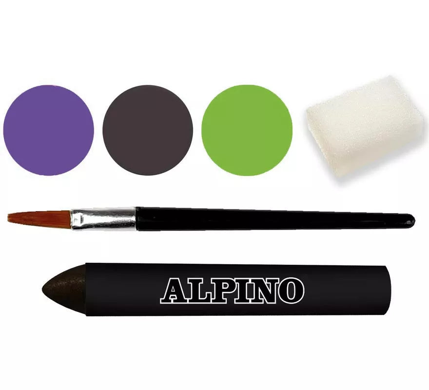 Kit de Maquillaje de Bruja: 3 colores, pincel y esponja