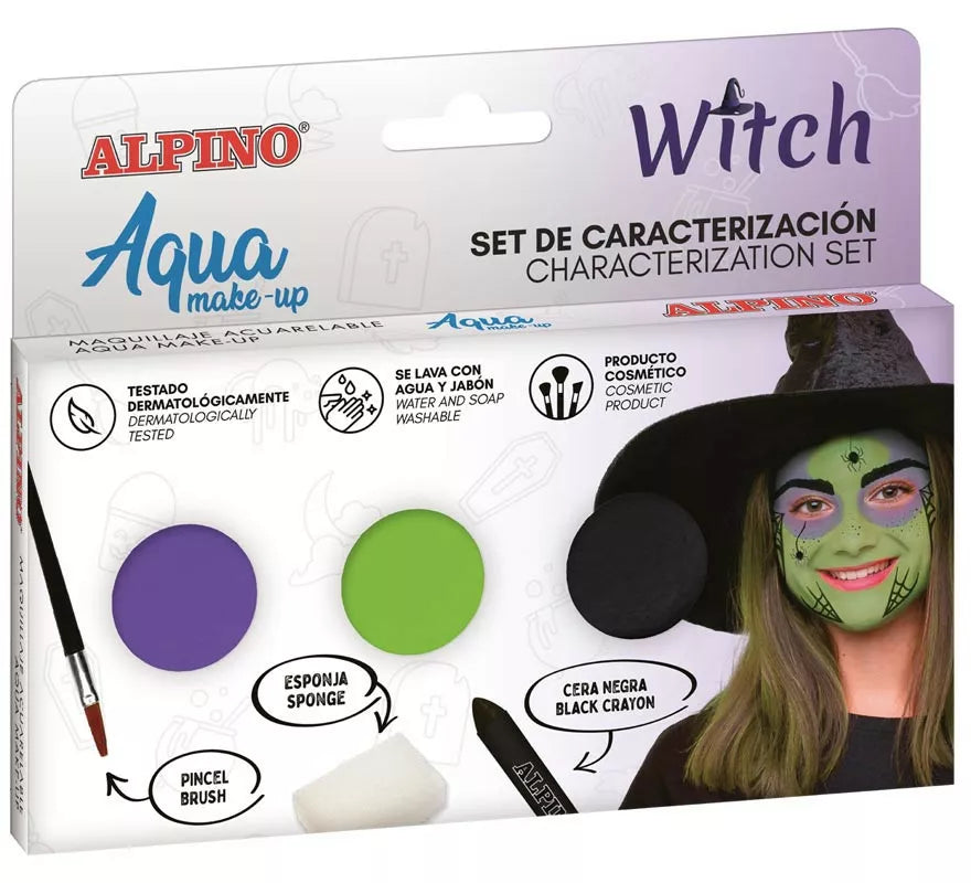 Translation missing: de.Kit de Maquillaje de Bruja: 3 colores, pincel y esponja