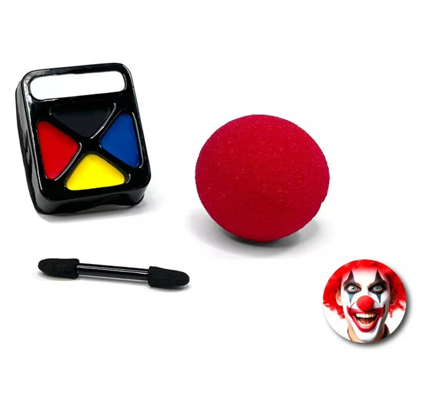 Translation missing: de.Kit de Maquillaje Payaso: Paleta, brocha y nariz