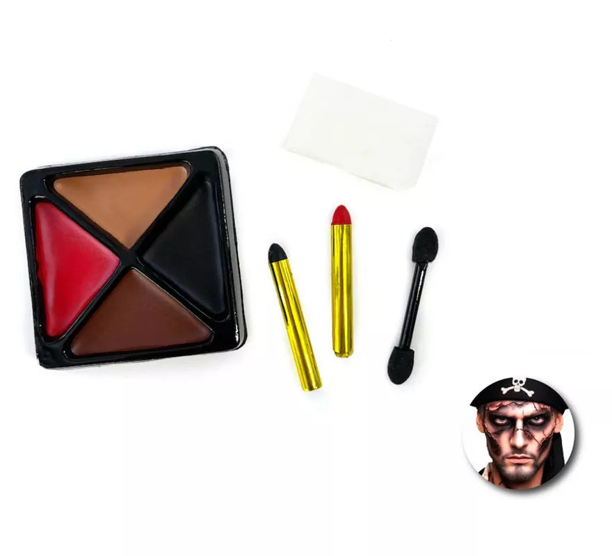 Translation missing: de.Kit de Maquillaje Pirata: Paleta, brochas, barras de color y esponja