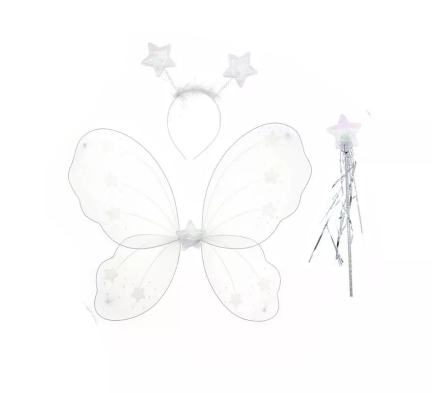 Translation missing: de.Kit de Mariposa blanco: Diadema, Alas y Varita 46X39 cm
