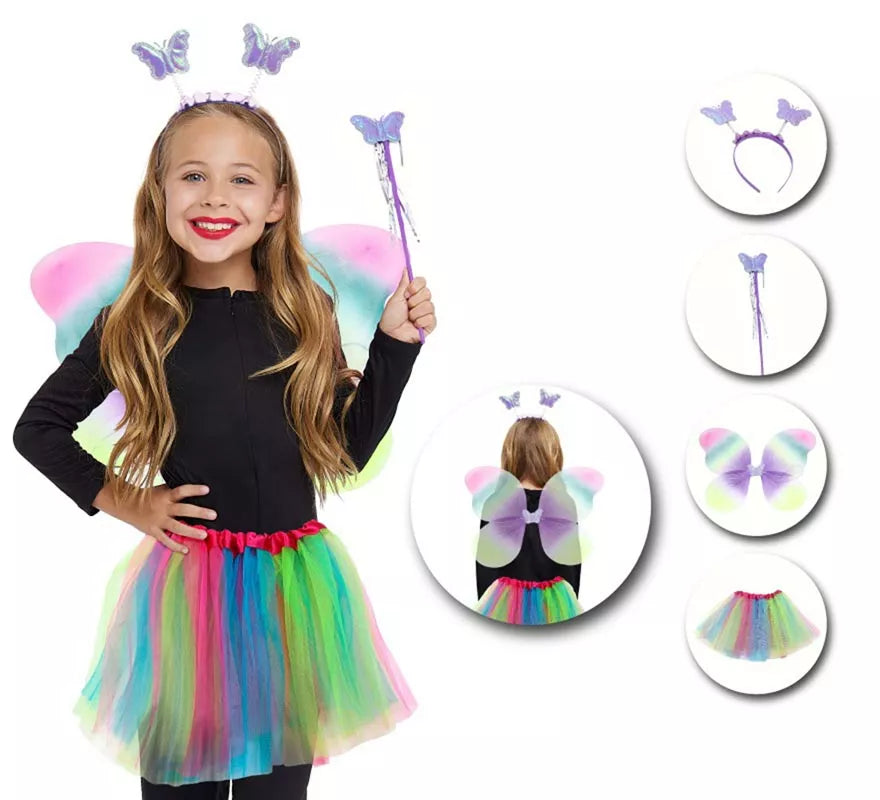Translation missing: de.Kit de Mariposa degradado infantil: Tutú, Diadema, Varita y Alas