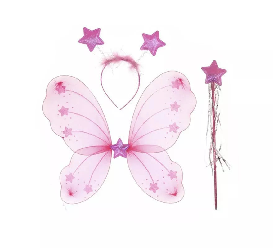 Translation missing: de.Kit de Mariposa estrellas rosa: Alas, Varita y Diadema
