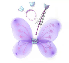 Flieder-Schmetterlings-Set: Stirnband, Zauberstab und 55-cm-Flügel