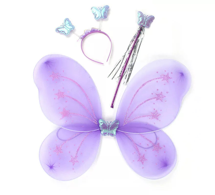 Translation missing: de.Kit de Mariposa Lila: Diadema, Varita y Alas de 55 cm