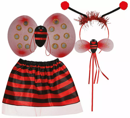 Kit de Mariquita infantil: Diadema, varita, alas y falda