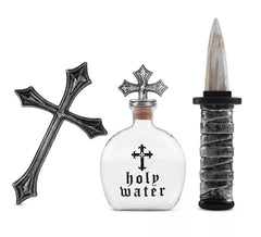 Vampir-Killer-Set: Kreuz, Flasche und 25,5 x 30 cm großes Messer