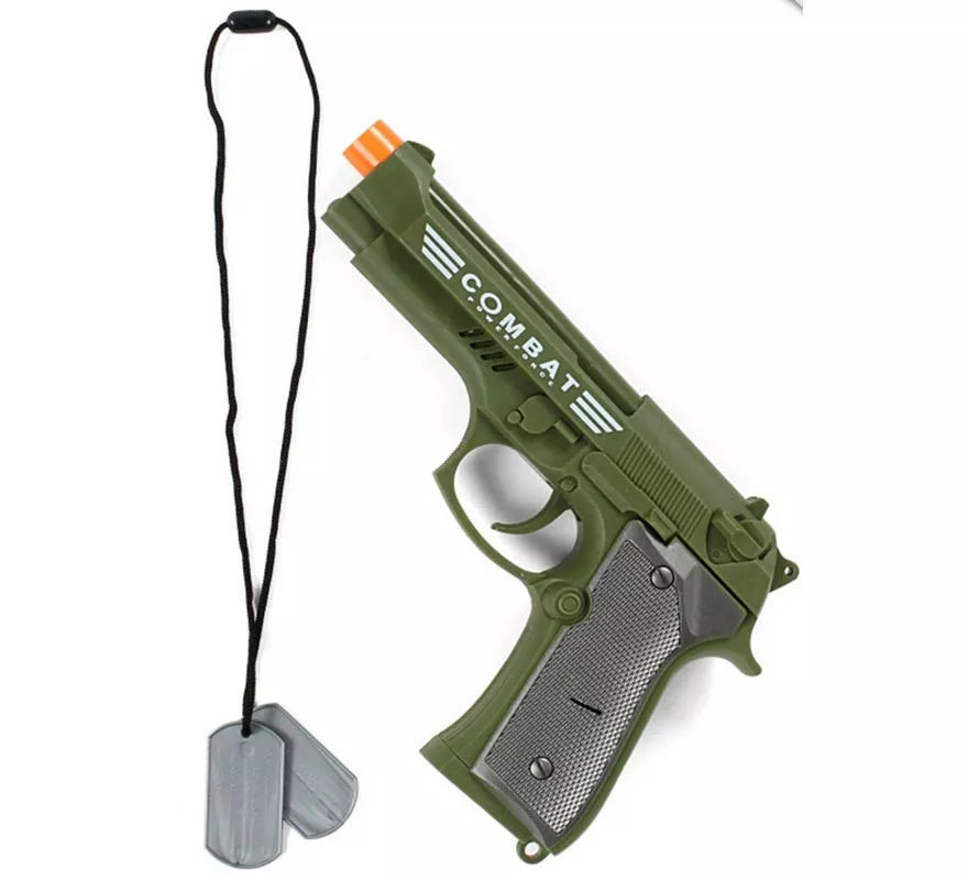 Translation missing: de.Kit de Militar: Pistola de juguete con luz y sonido y Cordón con Placas