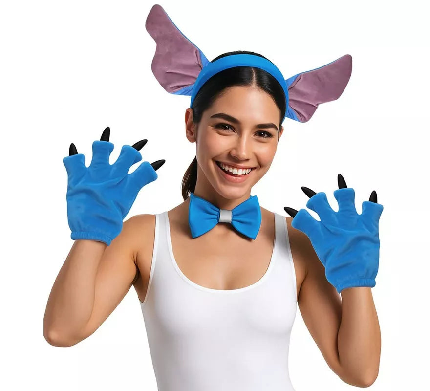 Translation missing: de.Kit de Monstruito azul: Diadema, Pajarita y Guantes