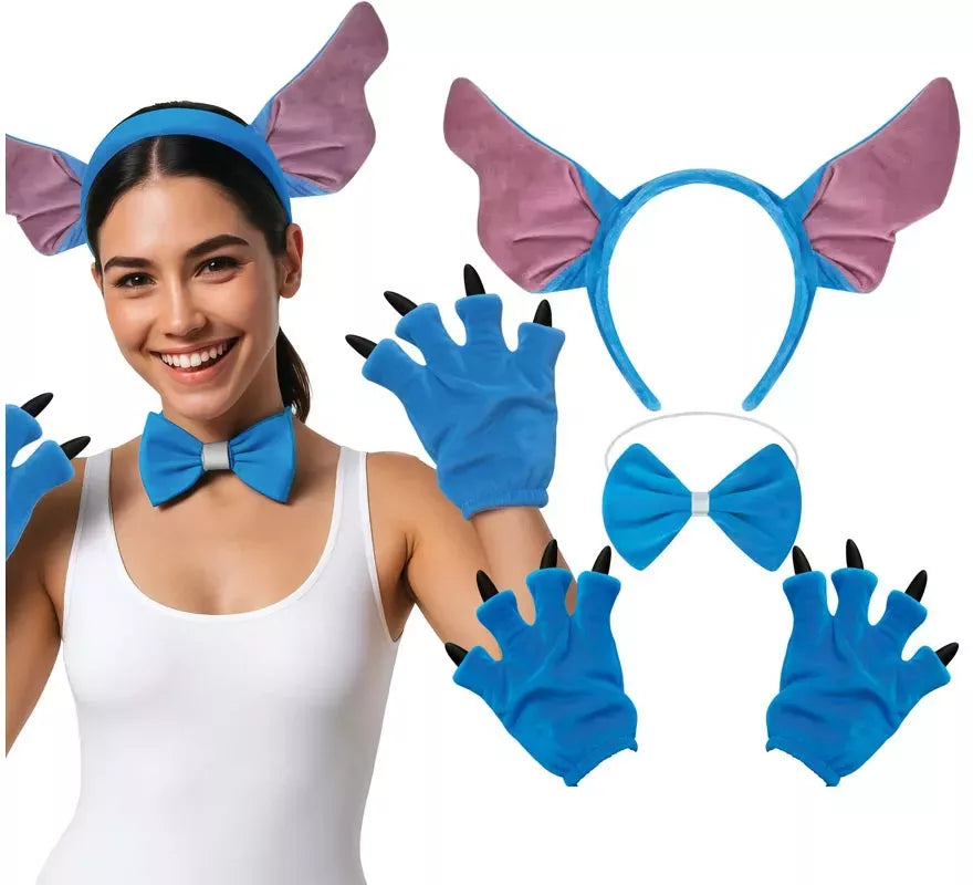 Translation missing: de.Kit de Monstruito azul: Diadema, Pajarita y Guantes