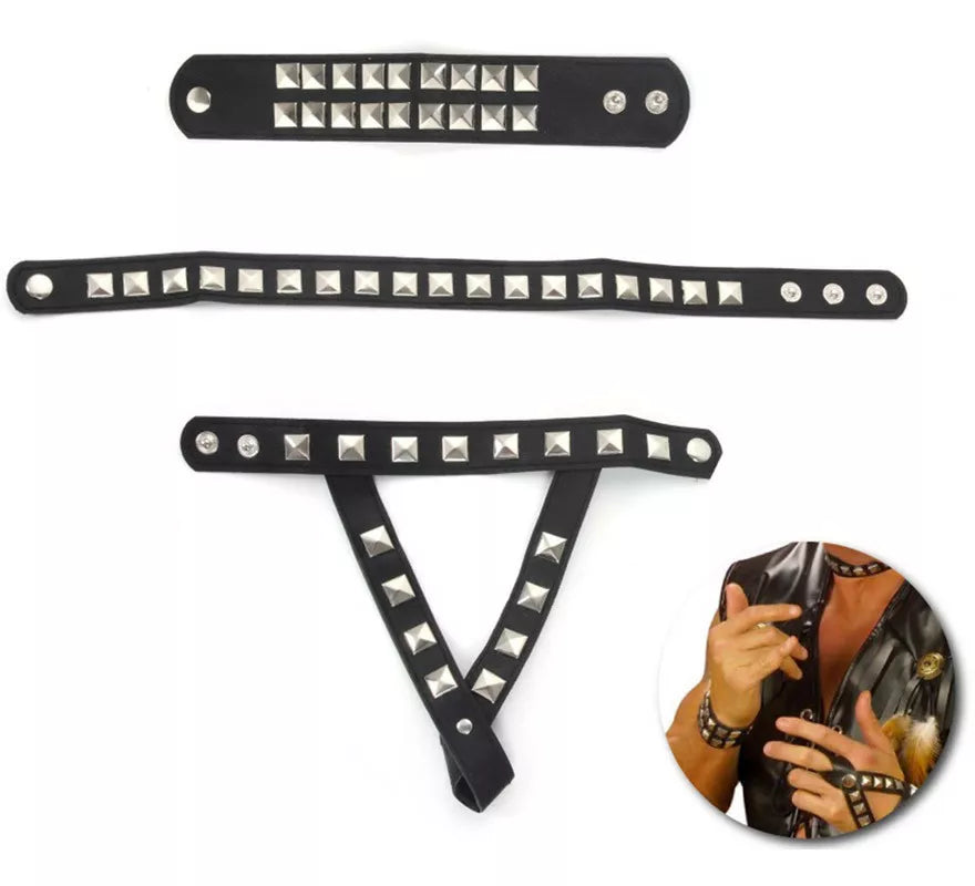 Translation missing: de.Kit de Motero con tachuelas: Collar, Pulsera y Pulsera anillo