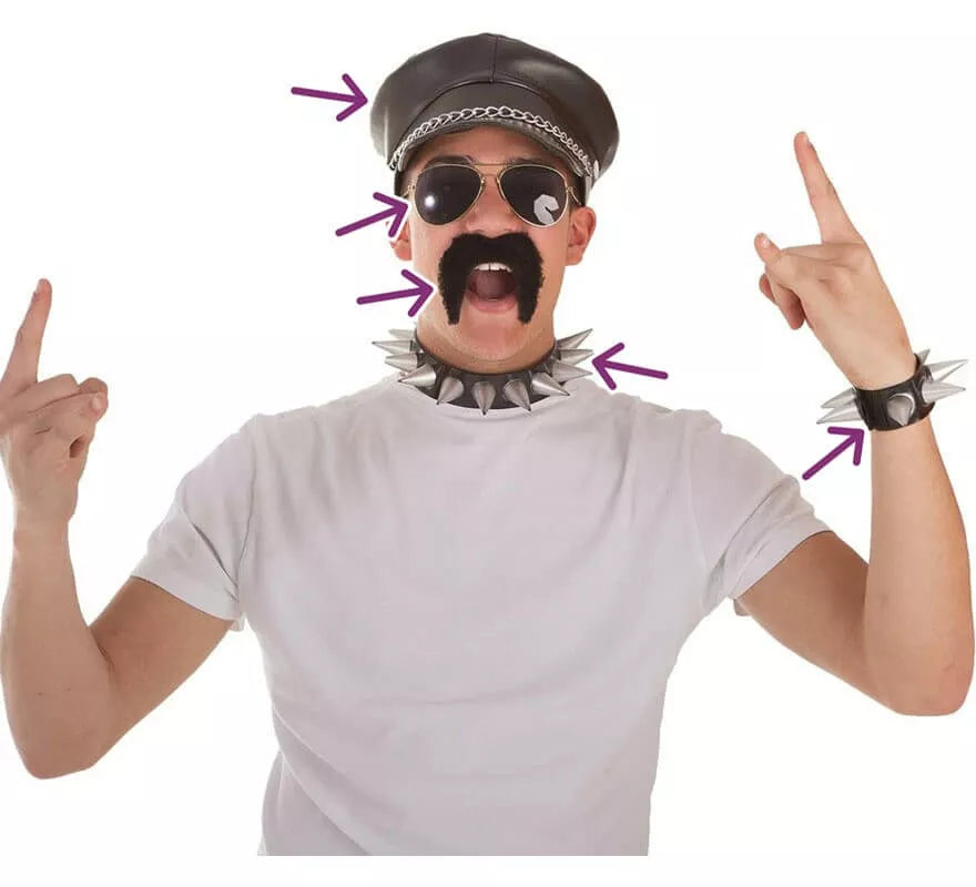 Translation missing: de.Kit de Motero: Gorra, Gafas, Bigote, Pulsera y Collar