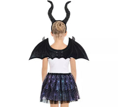 Schwarzes Fledermaus-Set für Kinder: Tutu, Stirnband und Flügel