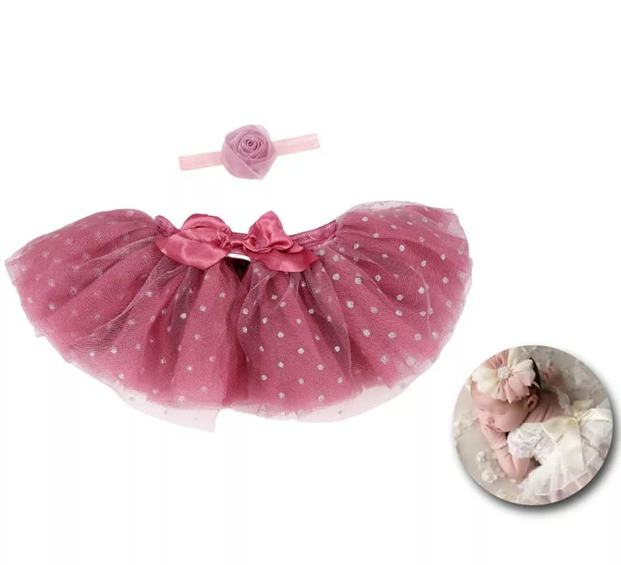 Translation missing: de.Kit de Newborn infantil: Tutú y Cinta de flor camelia