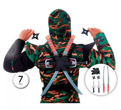 Ninja-Kit: 2 Schwerter, 2 Sterne, 2 Messer und 1 Waffenweste