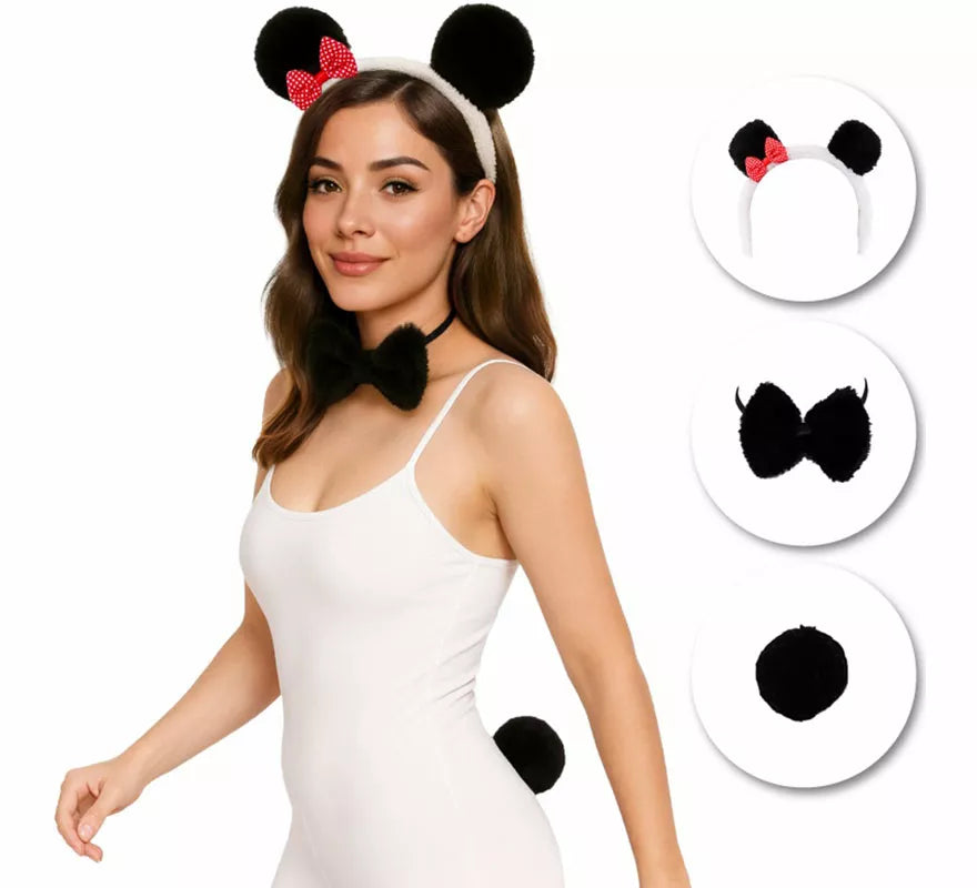 Translation missing: de.Kit de Panda para mujer: Diadema, Pajarita y Cola