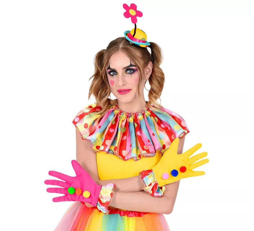 Translation missing: de.Kit de Payasa para mujer: Guantes, Sombrero con flor y Collarín