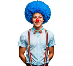 Regenbogen-Clown-Set für Erwachsene: Hosenträger und Fliege