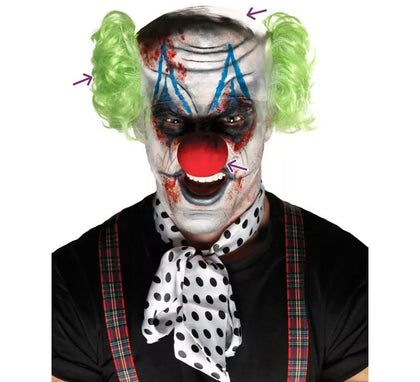 Kit de Payaso Siniestro: Pinturas, Calva, Pelo y Nariz