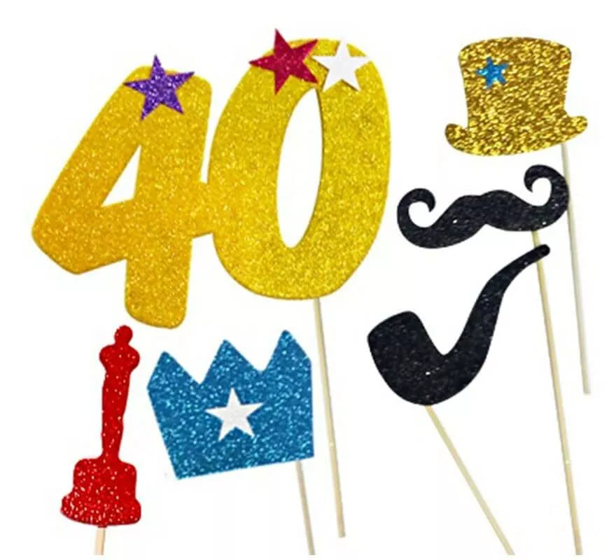 Kit de Photocall Hombre Felices 40 años con 6 Piezas
