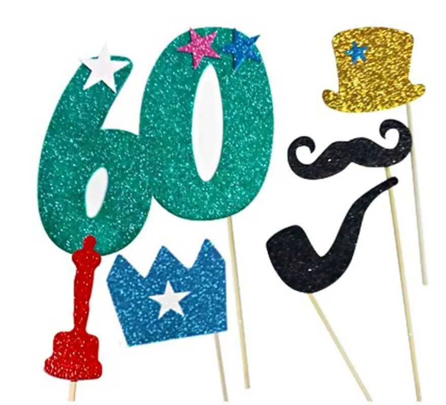 Translation missing: de.Kit de Photocall Hombre Felices 60 años con 6 Piezas
