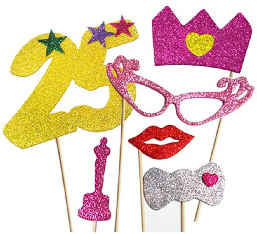 Translation missing: de.Kit de Photocall Mujer Felices 25 años con 6 Piezas