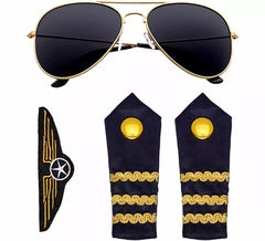 Pilotenset für Erwachsene: Schutzbrille, Schulterpolster und Brosche