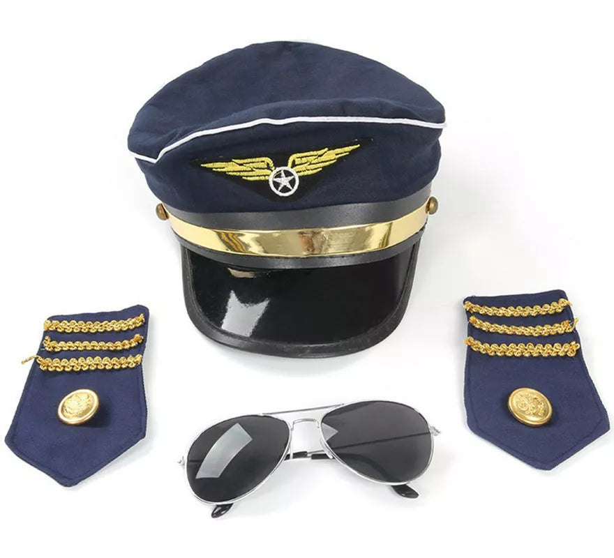 Translation missing: de.Kit de Piloto Aéreo: Gorra, Gafas y Insignias hombros