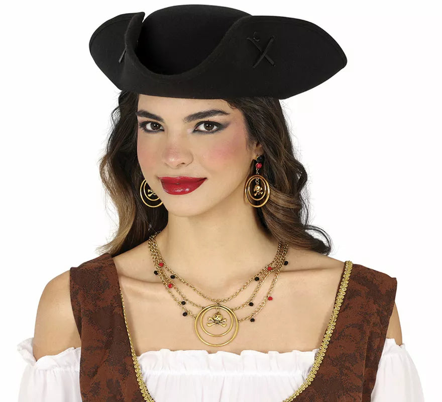 Kit de Pirata adulto: Pendientes y collar metálico
