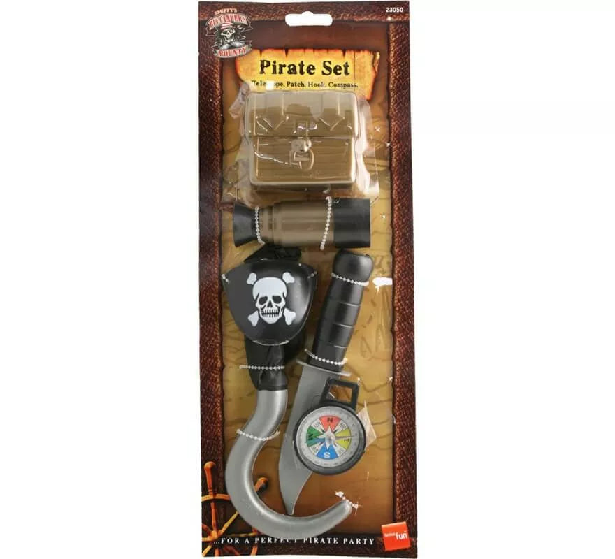 Translation missing: de.Kit de Pirata: Brújula, Garfio, Cuchillo, Parche, Catalejo y Cofre