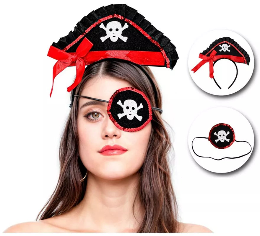 Translation missing: de.Kit de Pirata: Mini Sombrero Pirata con Diadema y Parche