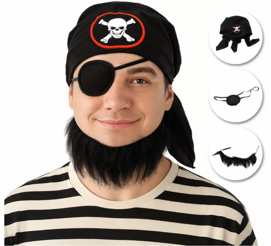 Translation missing: de.Kit de Pirata: Pañuelo, Parche y Barba
